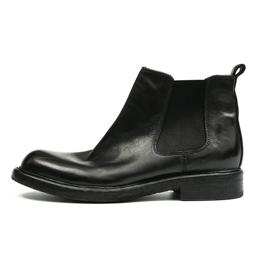 ASTON M.JAZZ Top Grain Cow Leather Short Chelsea Boots Men's