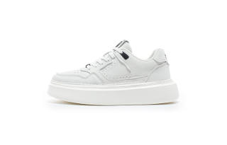 FACKRAM Microfiber Leather Low top Skateboard Shoes Unisex White