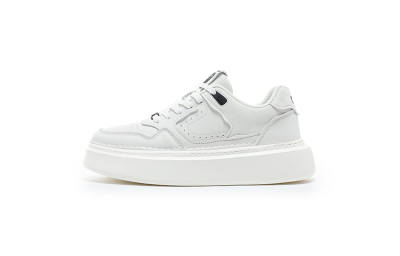 FACKRAM Microfiber Leather Low top Skateboard Shoes Unisex White