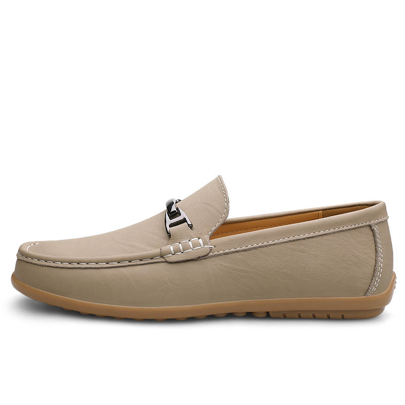 CITONGXIANSHENG Top Grain Cow Leather Gommino Loafers Men's Apricot