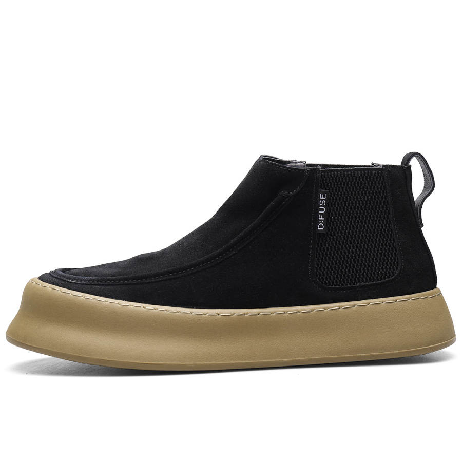 D:FUSE SCANDINAVIA D FUSE SCANDINAVIA Men's Shoes Cow Split Leather Short Chelsea Boots Men's Black
