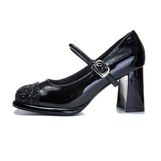 POOQ Pu Chunky Heel Mary Jane Shoes 7.5cm Women's