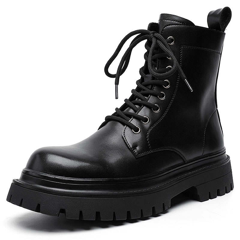 KAQIAODI Microfiber Leather Combat Boots Men's Black
