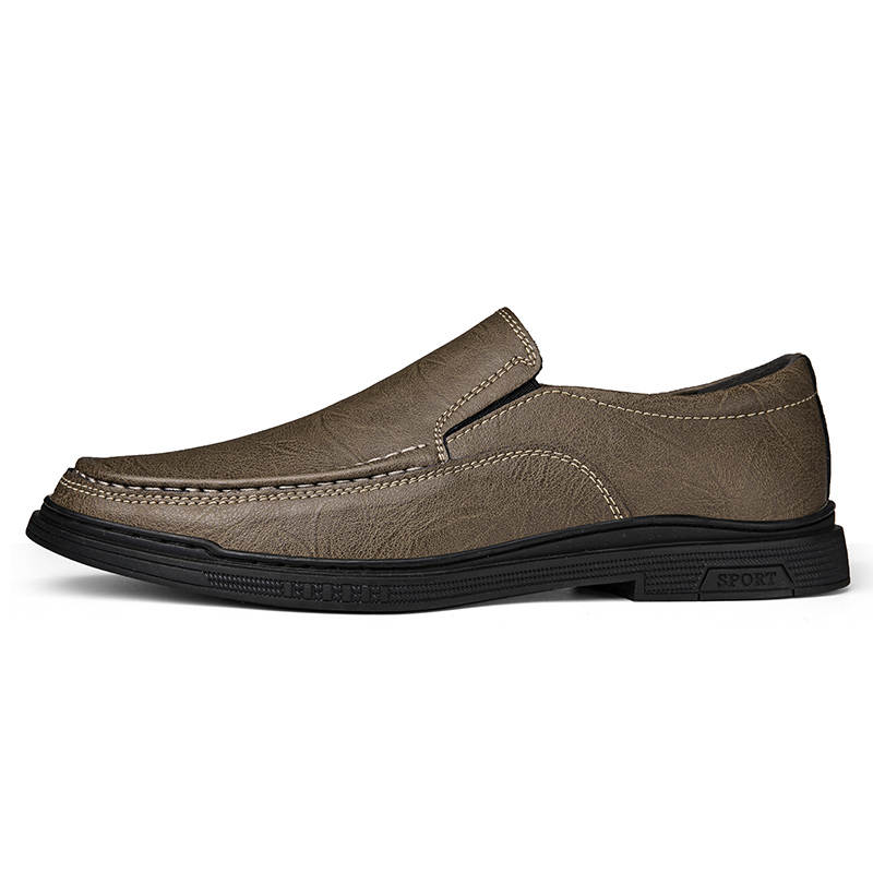DAOTUSEN Casual Leather Shoes Men's Low Top Khaki White Black