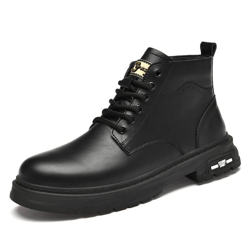GONGNIULEITING GONGNIULEITING Cow Split Leather Short Combat Boots Men's