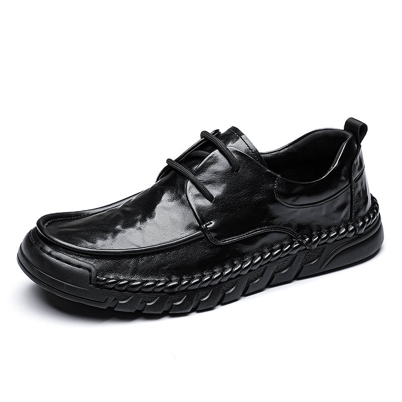 KACHILANG Cow Split Leather Casual Shoes Men's Black