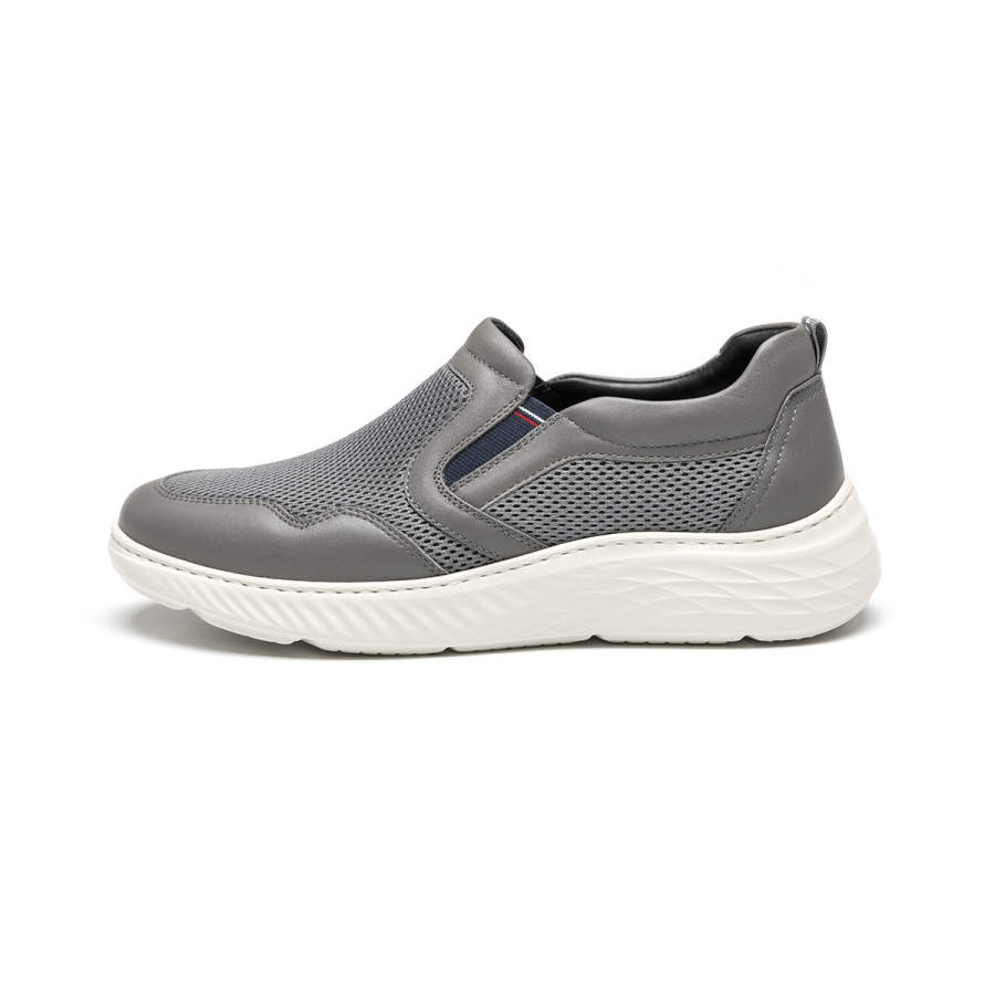 J.BENATO Cow Leather Breathable Lightweight Breathable And Lightweight Low top Casual Shoes Men's Gray