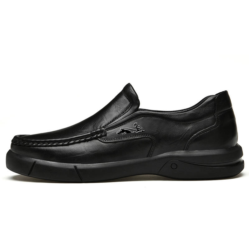 YINGLUNQISHI Top Grain Cow Leather Casual Shoes Men's Black