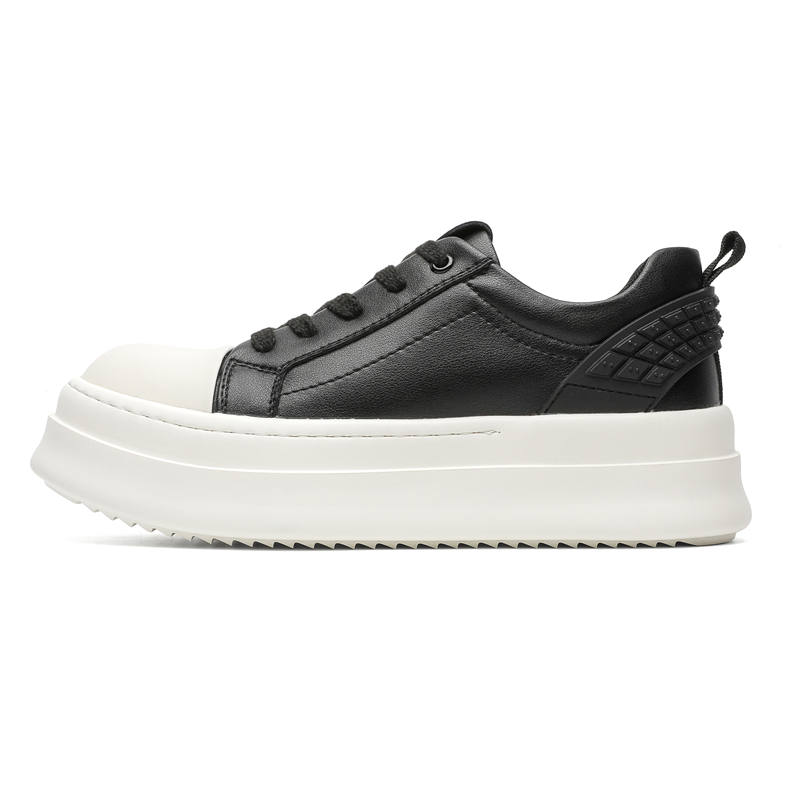 KACHILANG Cow Split Leather Slip Resistant Low top Skateboard Shoes Men's