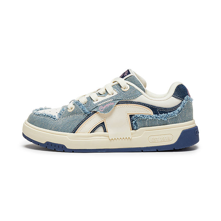Champion Textile, Synthetic Leather Low top Skateboard Shoes Women's Eternal Blue/Milk White