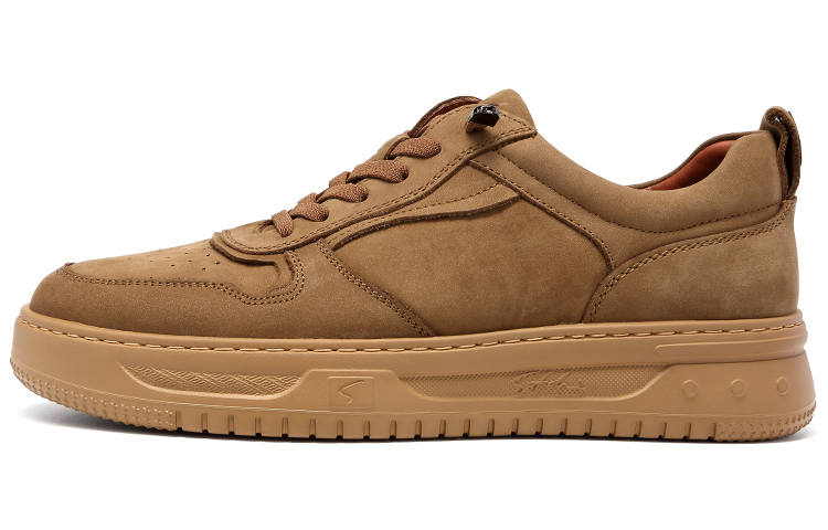 Satchi Cow Leather Lightweight Low top Skateboard Shoes 4cm Men's Khaki