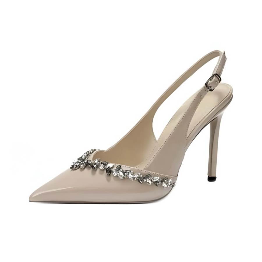 SHUMO Microfiber Leather Slim Heel High Heels Women's Nude