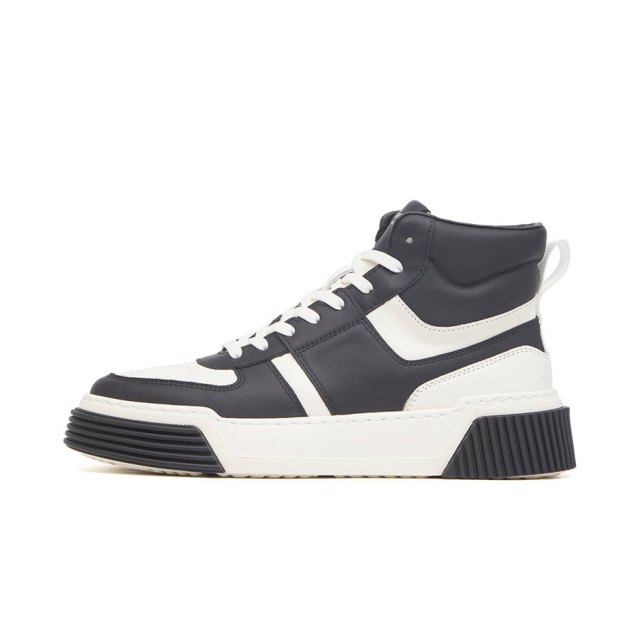 VICKI BROWN Cow Leather High top Skateboard Shoes Men's White Black