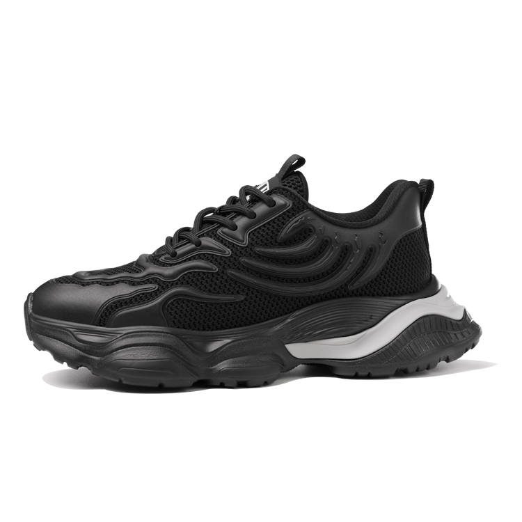 EBLIS HUNGI Slip Resistant, Abrasion Resistant, Breathable Low top Chunky Sneakers Men's Black