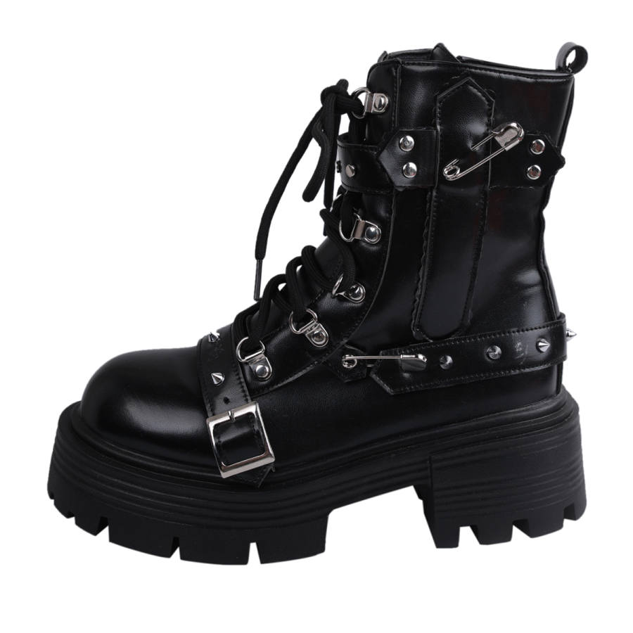 Boldi Kuki Boldi Kuki PU Short Combat Boots Women's Black