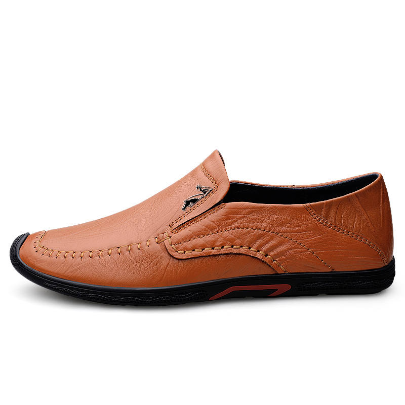 YINGLUNQISHI Top Grain Cow Leather Casual Shoes Men's Brown
