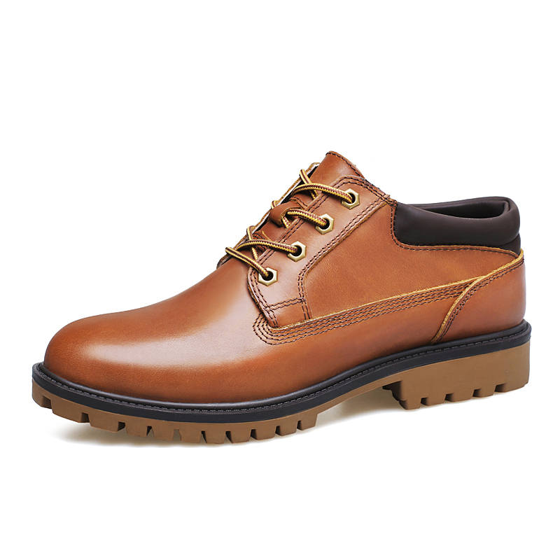 GONGNIULEITING Top Grain Cow Leather Work Boots Unisex Brown