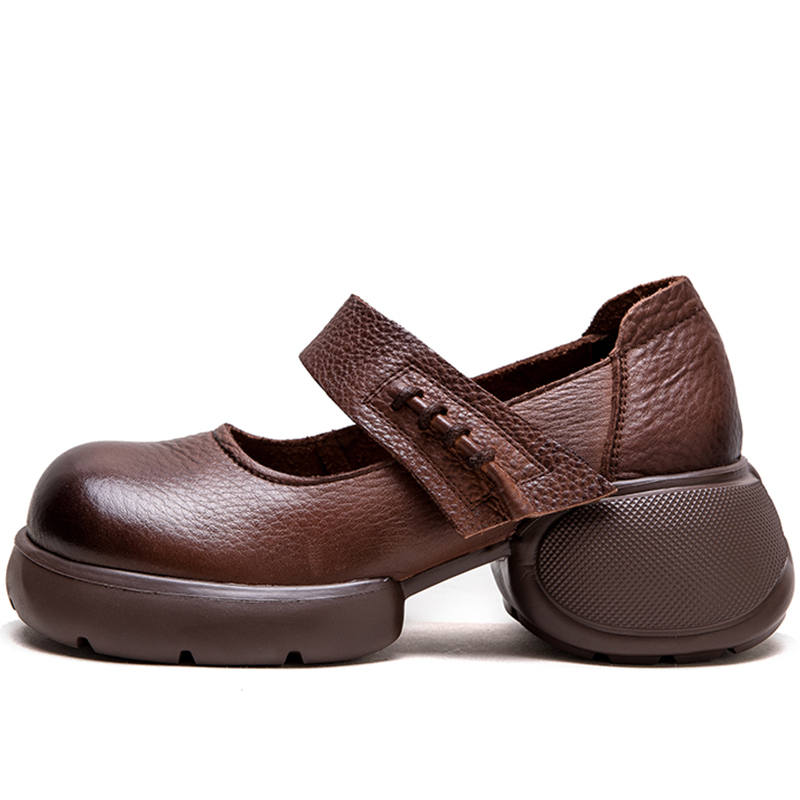 JIEZHOU Top Grain Cow Leather Mary Jane Shoes 6.5cm Women's