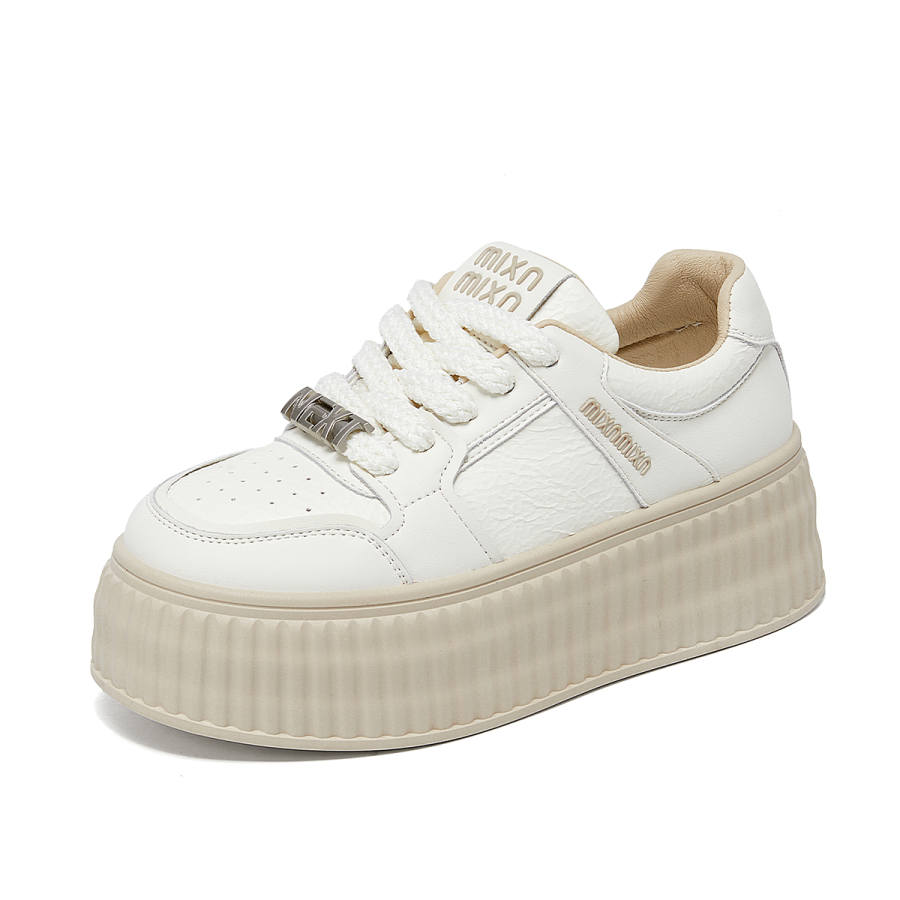 La Chapelle Korean Style 5cm Fashion Height Increasing White Sneakers Slip Resistant Cushioning Abrasion Resistant