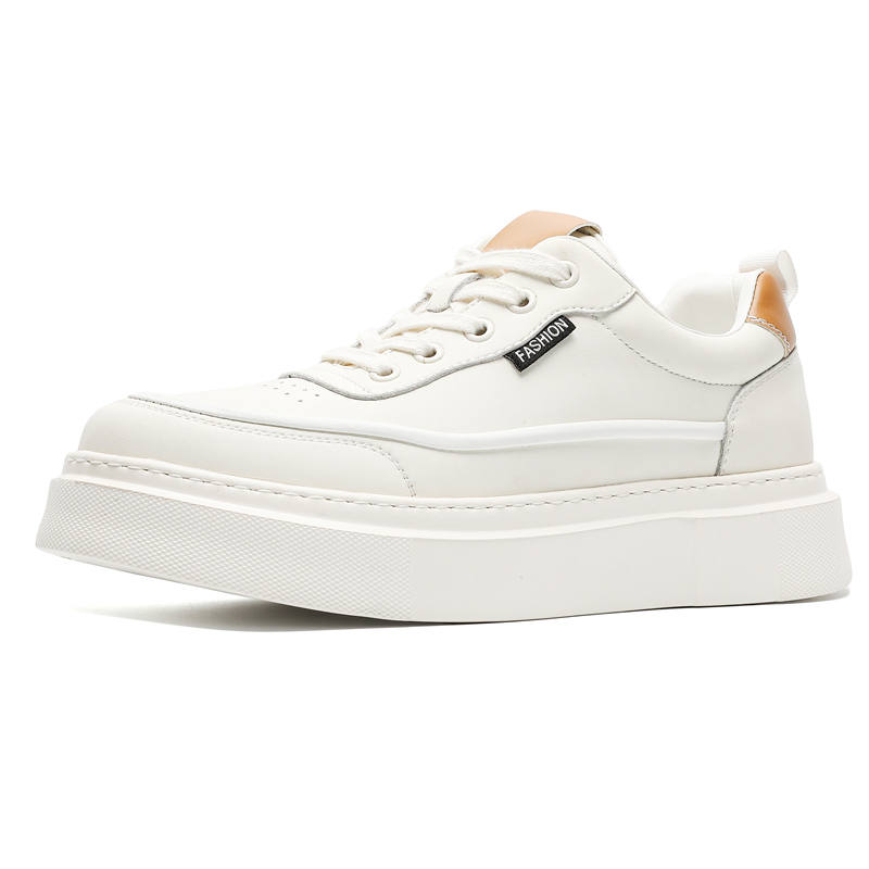 MINGYITU Cow Leather Breathable Low top Skateboard Shoes Men's White