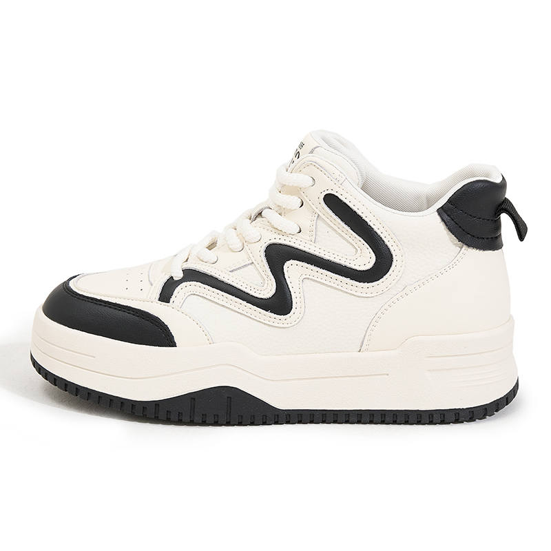 MILANLIANGE Lightweight Height Increasing High top Skateboard Shoes Women's White