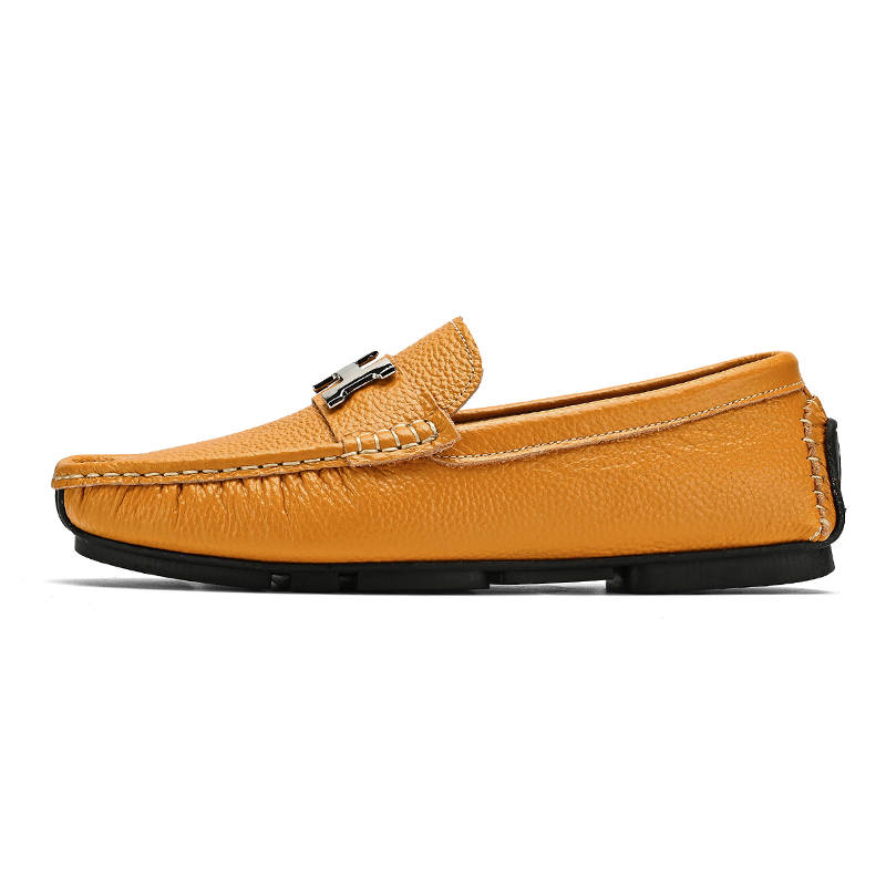 CITONGXIANSHENG Top Grain Cow Leather Casual Shoes Men's Yellow