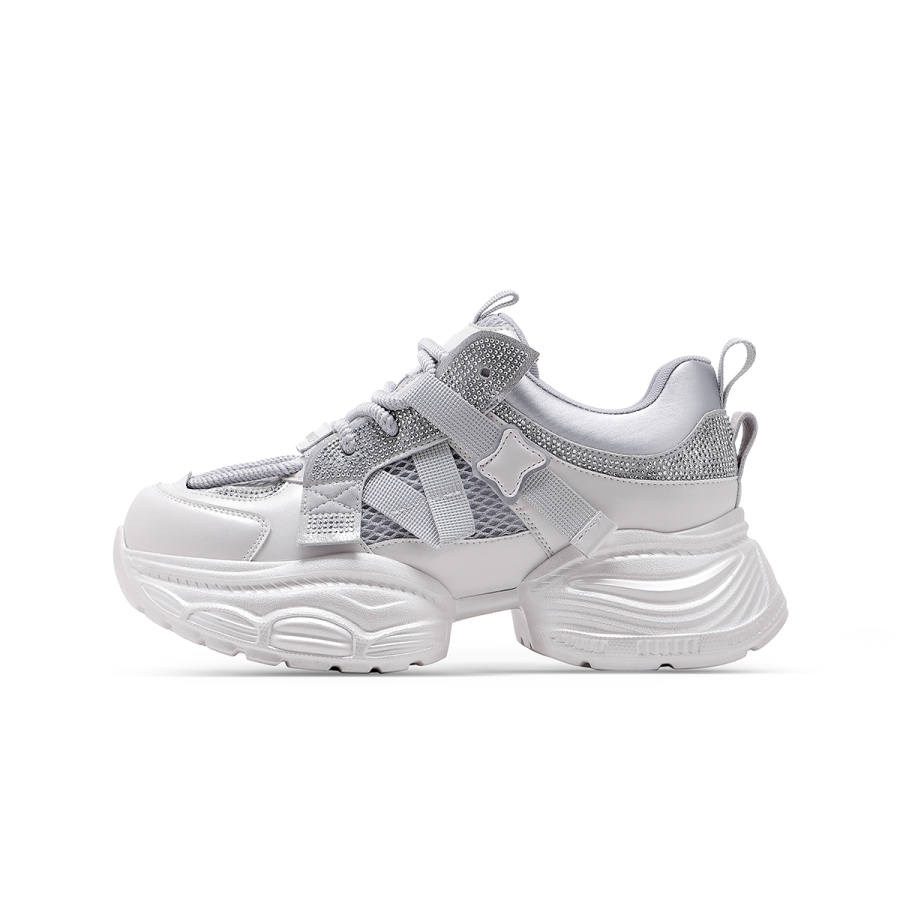 C°BANNER Fabric Low top Chunky Sneakers Women's Beige Gray