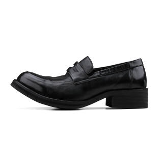 HANQIAORIJI Rebirth Collection Top Grain Cow Leather Loafers Unisex Black