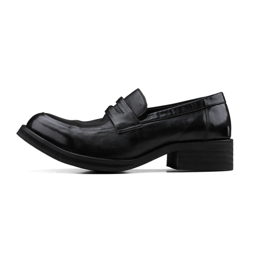 HANQIAORIJI Rebirth Collection Top Grain Cow Leather Loafers Unisex Black