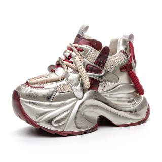 XIEGUIHUAYU Microfiber Leather Cushioning Slip Resistant Abrasion Resistant Low top Chunky Sneakers Women's