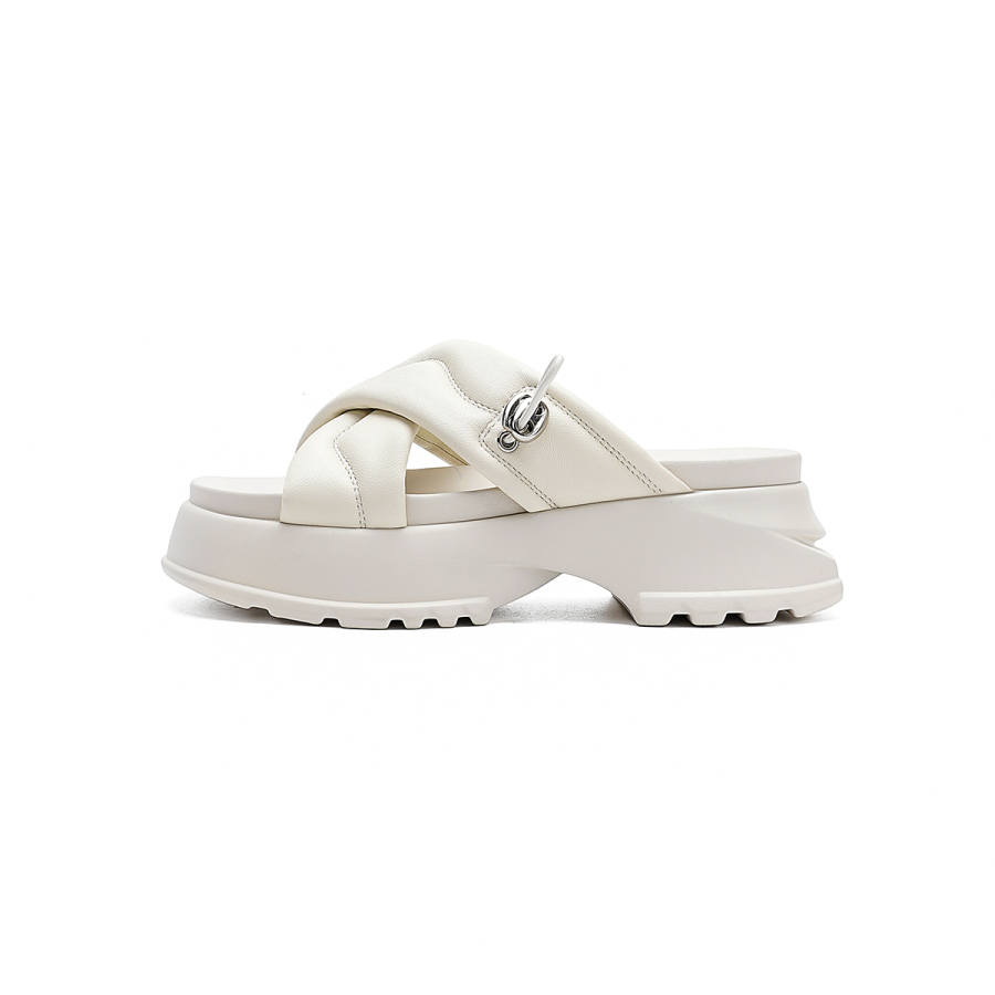 HARSON HARSON Slide Slippers Women's Ecru/Black
