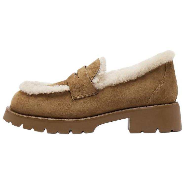Staccato Mocha Puffy Sheepskin Loafers 4cm Women's Brown