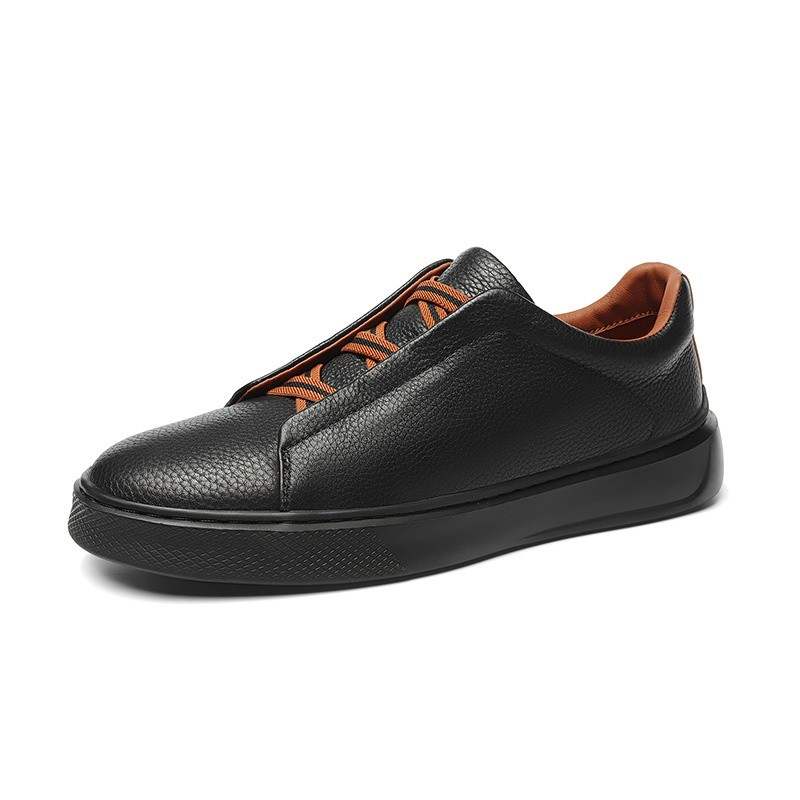 XIMO BULL Top Grain Cow Leather Men's Casual Shoes Men's Black