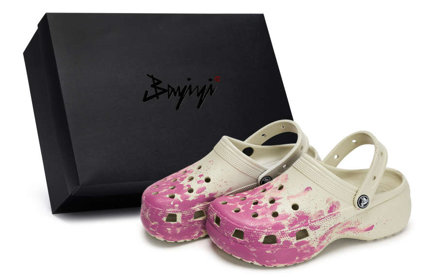 Crocs Classic Platform Clog 811 Manufacturing, Hugging On Site, Special Shoe Box Clogs Women's Bone White Pink
