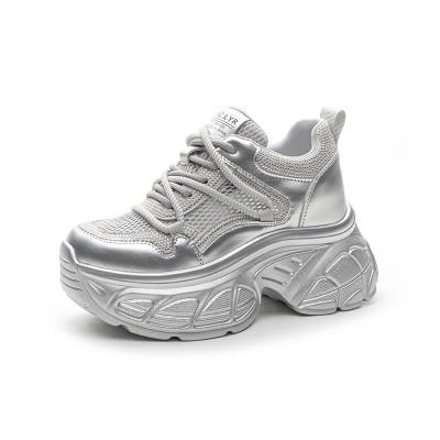 WEIMEIZHIMI Microfiber Leather Height Increasing Height Increasing Low top Chunky Sneakers Women's