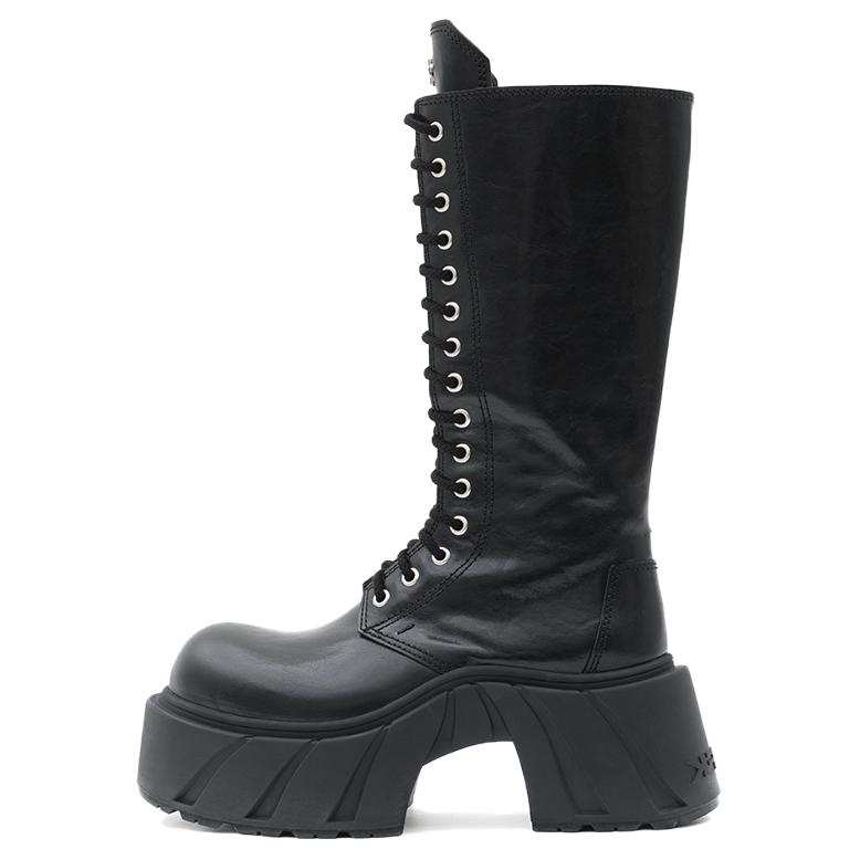 SMFK Cow Leather Knee high Boots Women's Wilderness Black