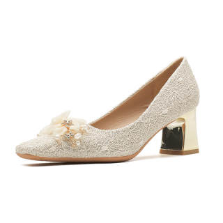 DUNNU Leather Chunky Heel High Heels 5CM Women's