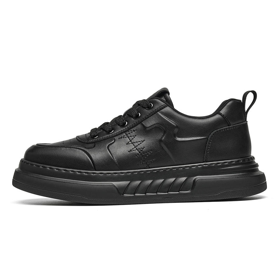 C°BANNER Leather Low top Skateboard Shoes Men's Black