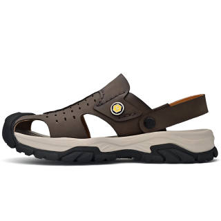 JIGONGYANG Cow Split Leather Beach Sandals Men's