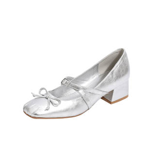 Beijiani Microfiber Leather Chunky Heel Mary Jane Shoes Women's