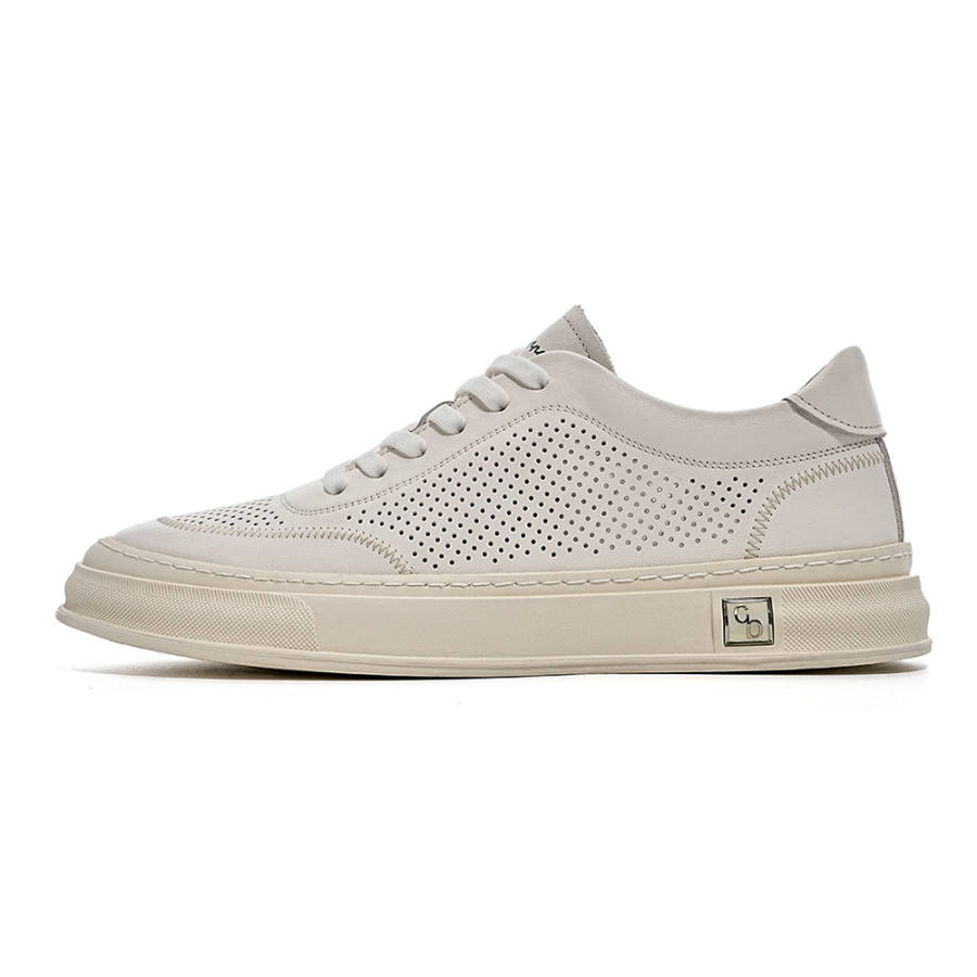 C°BANNER Cow Leather Low top Skateboard Shoes Men's White