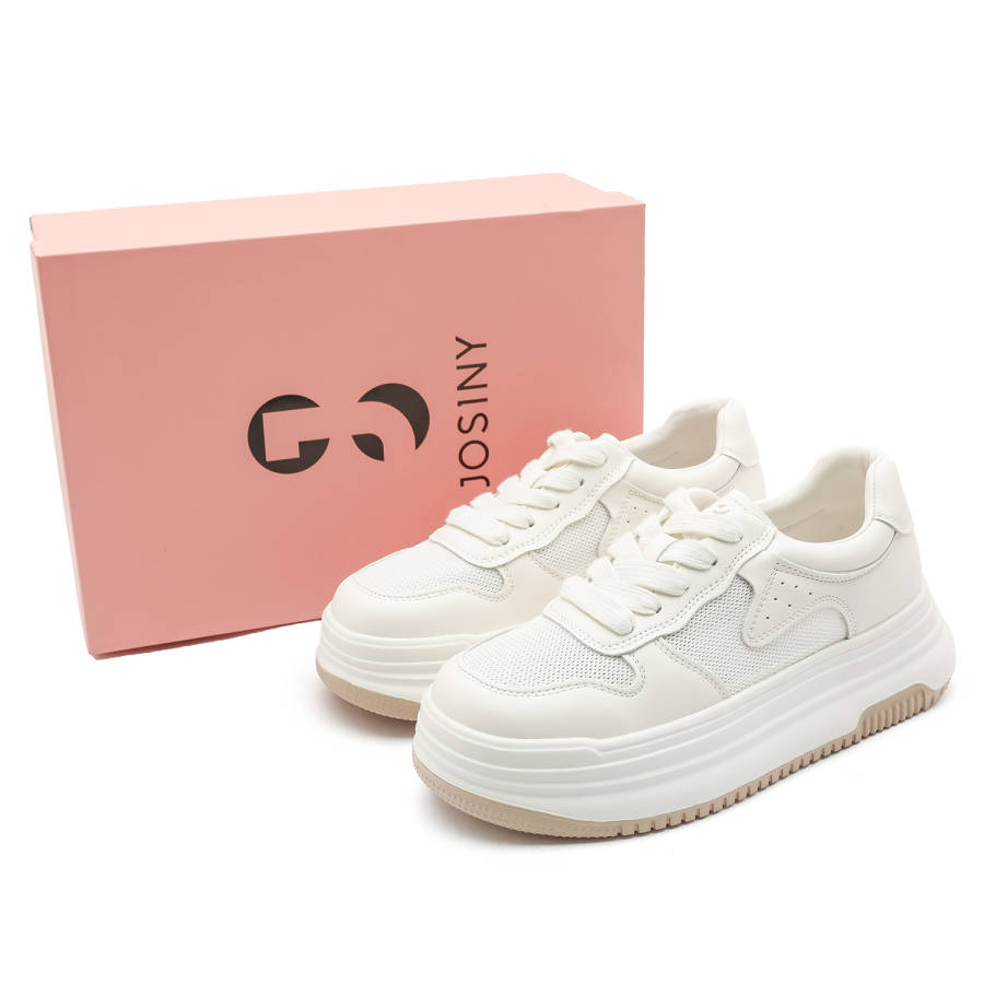 JOSINY Cushioning Abrasion Resistant Lightweight Breathable Slip Resistant Low top Skateboard Shoes Women's Ecru