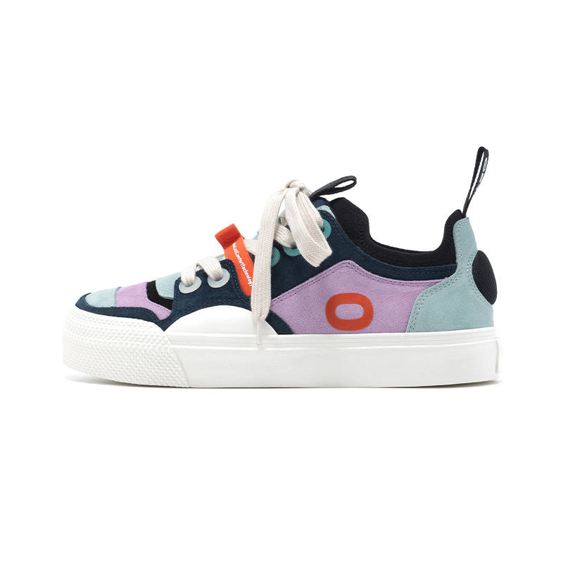 OETZI Skateboard Shoes Unisex Low Top White & Blue & Purple