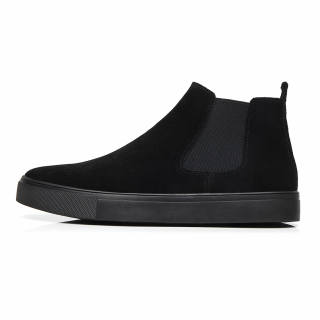 HUITE Cow Split Leather Fleece Lined, Minimalist Style, Vintage, Comfortable, Versatile Chelsea Boots Men's Black