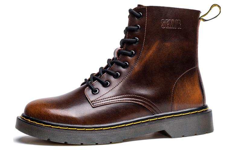 SEMIR SEMIR Cow Split Leather Short Mid Calf Combat Boots Men's