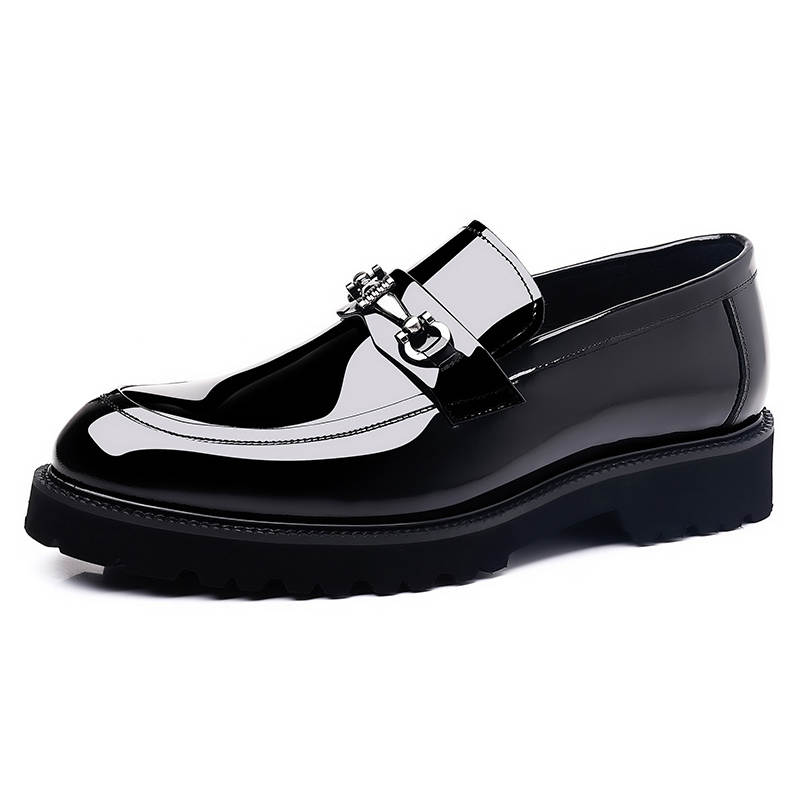 KACHILANG Top Grain Cow Leather Loafers Men's Black