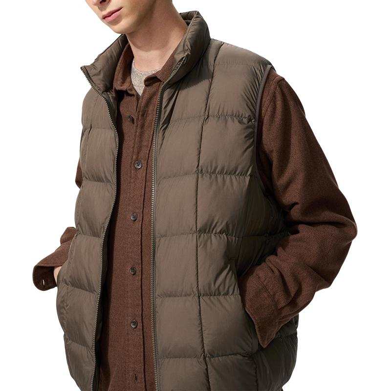 UNIQLO Down Vests Unisex Camel Stand Collar Moderate Other