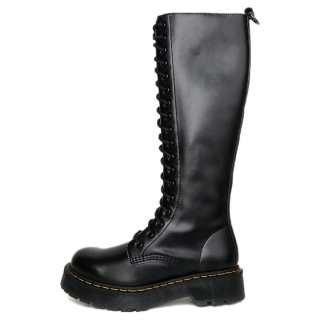 BEFFON Cow Split Leather Knee High Combat Boots Women's Gothic Black