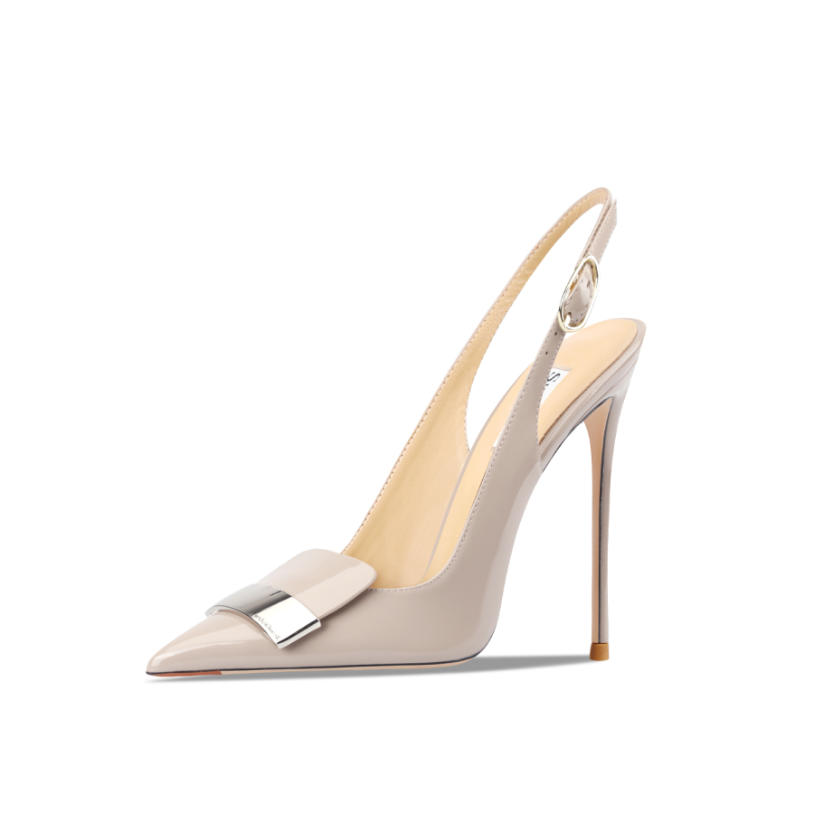 Suyymakk Patent Leather, Synthetic Leather One Strap Sandals Women's Gray