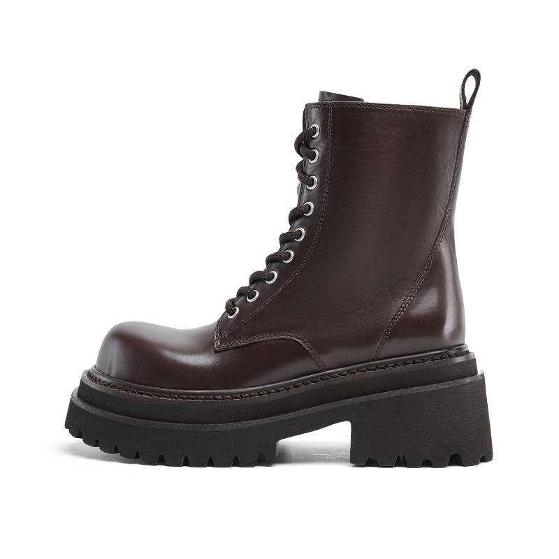 CHERYKALLY Cow Leather Short Combat Boots Women's